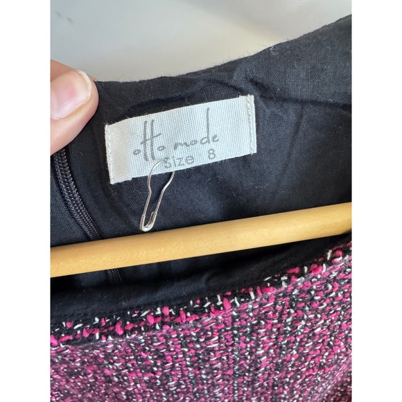 Otto Mode Dress Size 8‎ Pink Black Tweed Sleeveless Fringed Mini - Picture 3 of 7